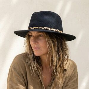 Wyeth by Todd Magill Black Fedora with Leopard Band